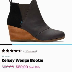 Almost new only wore once. Size 8 Kelsey TOMS wedged booties